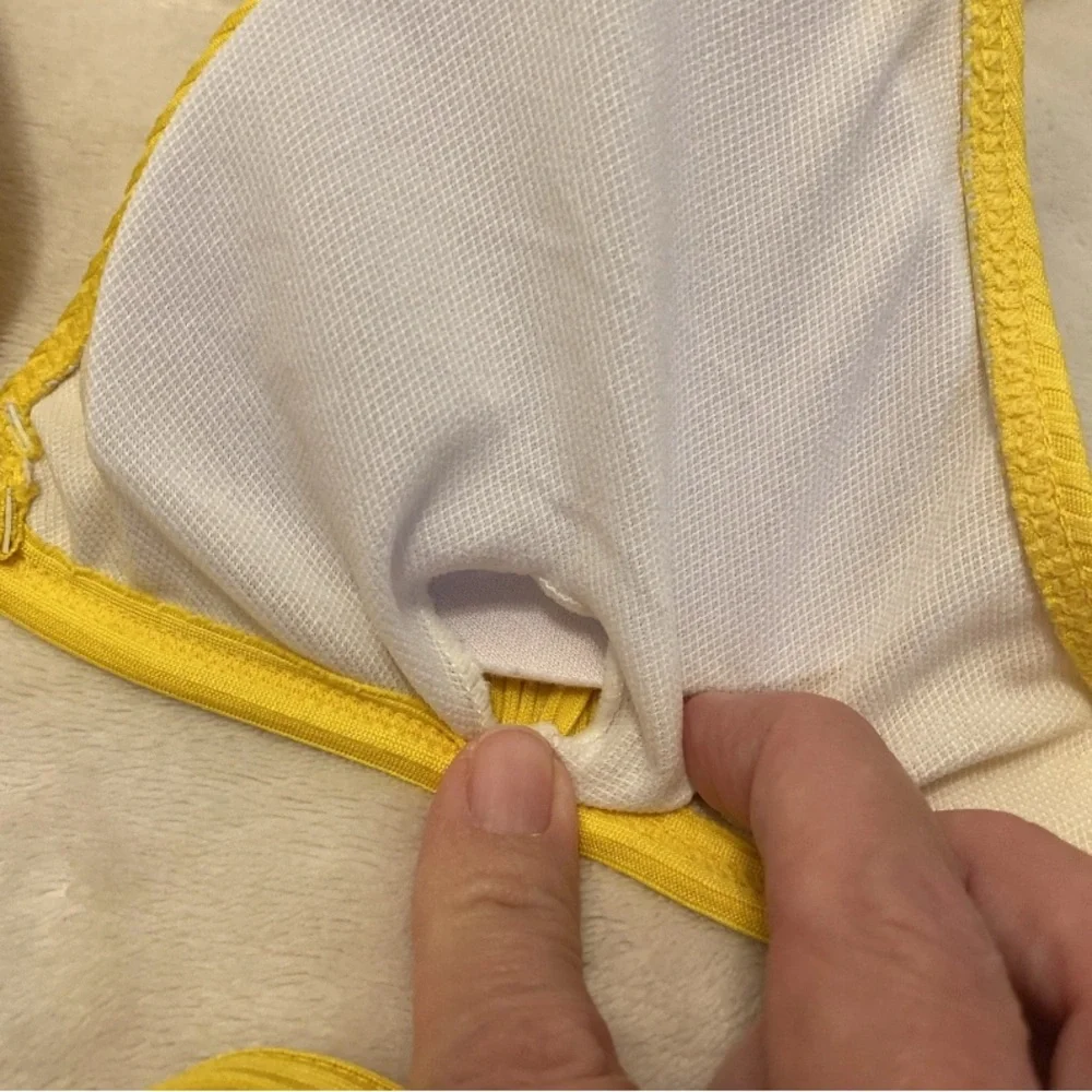 SHEIN Sunny Yellow Ribbed Bikini Top